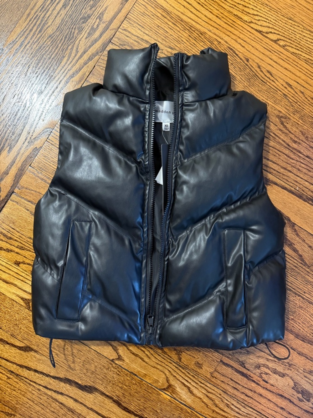 Madden Girl Black Quilted Faux Leather Puffer Vest